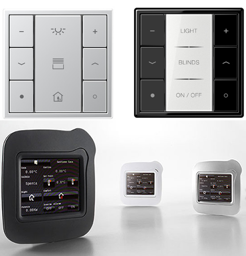 More examples of sensors include the F50 pushbutton (top) from Jung and the eelecta (bottom) from eelectron.
