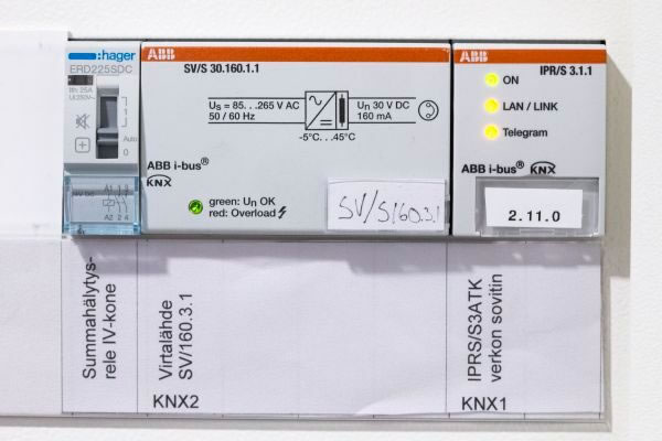 Hager alarm relay and ABB power supply and ABB network adapter.