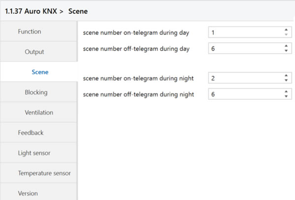 Assigning scene numbers to the Auro, depending on time of day.