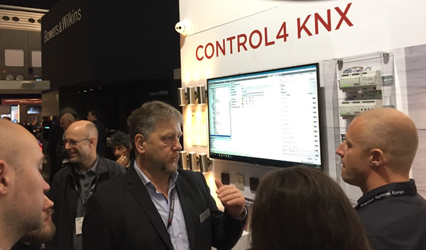 Control4 demonstrating native KNX support using various modules and switches.
