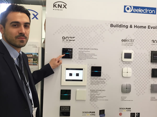 Eelectron's European Sales Manager, Giangiacomo Pastore, demonstrating the 9025 controlling HVAC functions.