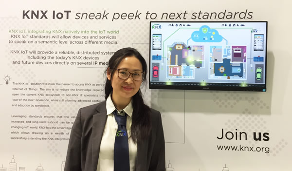 KNX Association Marketing's Sara Fan, promoting the benefits of KNX IoT.