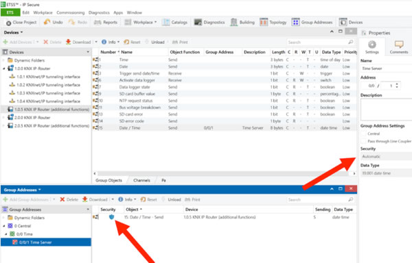 Enabling KNX Data Secure in the settings tab will automatically apply it to that specific Group Address.