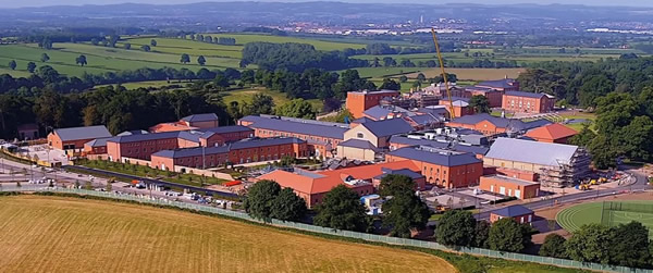 Aerial view of the complete Defence National Rehabilitation Centre (DNRC), situated in the Midlands, UK.