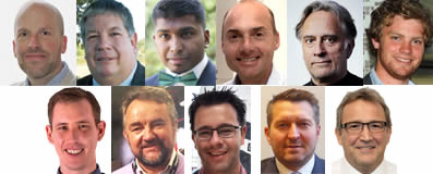 The executive board of KNX UK (left to right) Iain Gordon of GES Digital, Stephen Payne of B.E.G. UK, Dean Reddy of ABB, Julian Barkes of Bemco, Neil Grant of Harris Grant, Mark Warburton of Ivory Egg, Grahma Oliver of Jung UK, James Tillyard of Mosaic, Simon Johnson of Theben, and Paul Foulkes of Wago.