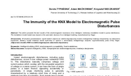 The Immunity of the KNX Model to Electromagnetic Pulse Disturbances