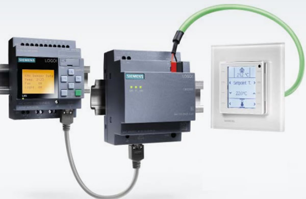 The Siemens LOGO! 8 intelligent controller and LOGO! CMK2000 KNX interface for LOGO! can control multiple building automation responsibilities in the KNX system, including timer functions, astronomical time switching, simple connection of analogue signals, controller functions and synchronisation of date and time. LOGO! 8 also features a user program which continues to process subtasks such as pump control even if there is a bus failure.