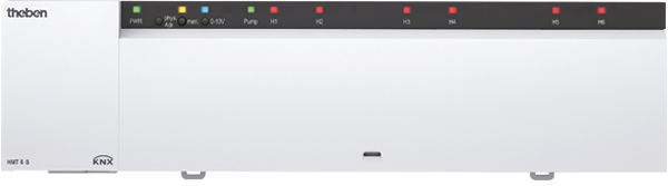 The Theben HMT 6 S KNX heating actuator can control six heating circuits with thermal actuators.