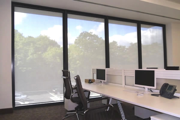 A recent Umbra project involving KNX-controlled blinds at the premises of AJW Aviation.