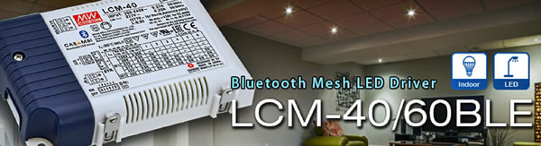 The Meanwell LCM-40/60BL Bluetooth mesh LED driver.